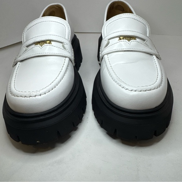 Maje White Leather women Slip-On platform Loafers sz 37 main image 6